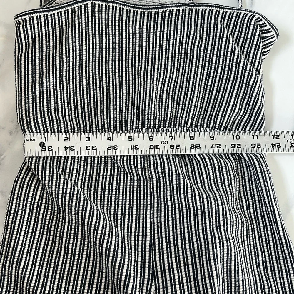 ❌ Forever 21 Black & White Ribbed Spaghetti Strap Wide Leg Jumpsuit